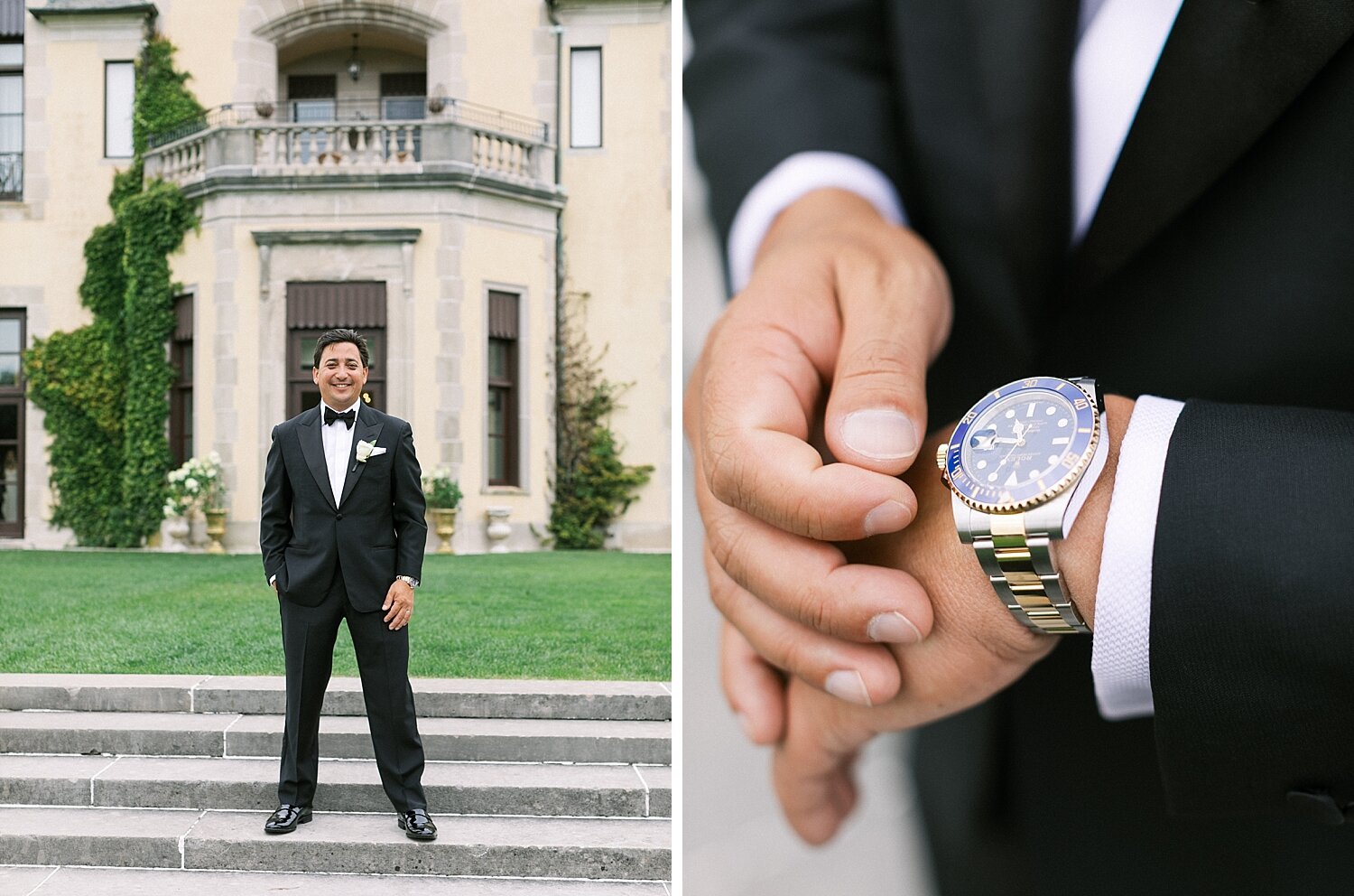 groom portraits with Asher Gardner Photography at Oheka Castle