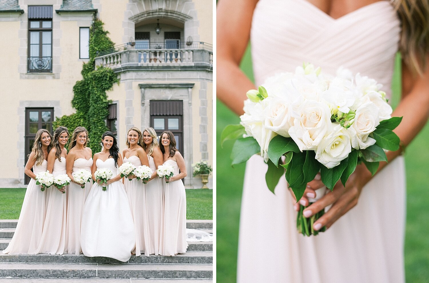 bridesmaids with pale pink gowns photographed by Asher Gardner Photography