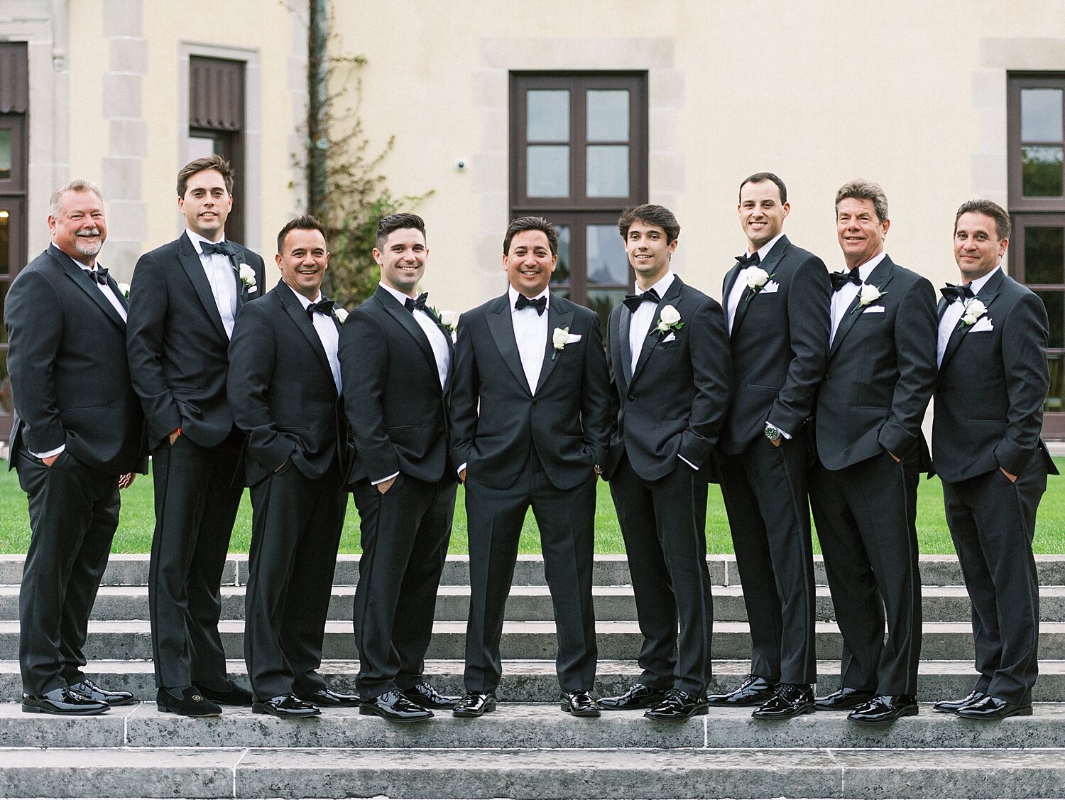 groomsmen in NY wedding pose for Asher Gardner Photography