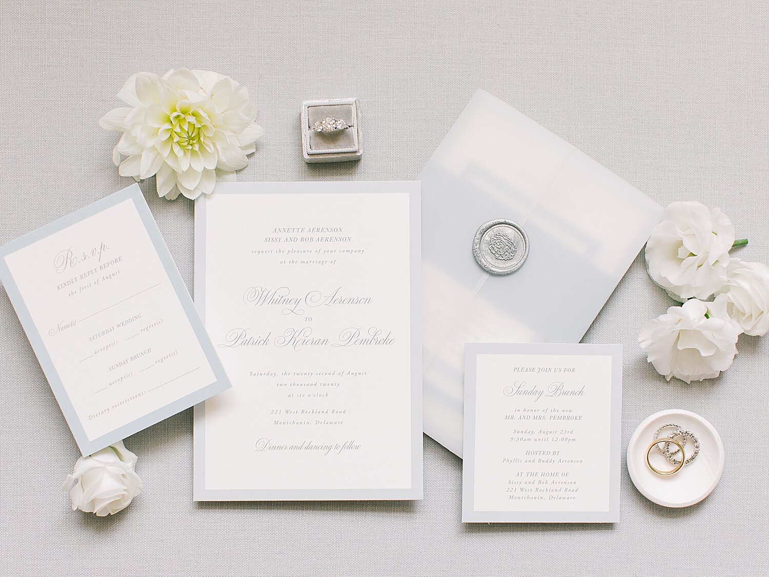 elegant invitation suite for microwedding | Stylish Private Home Wedding Inspiration | Asher Gardner Photography