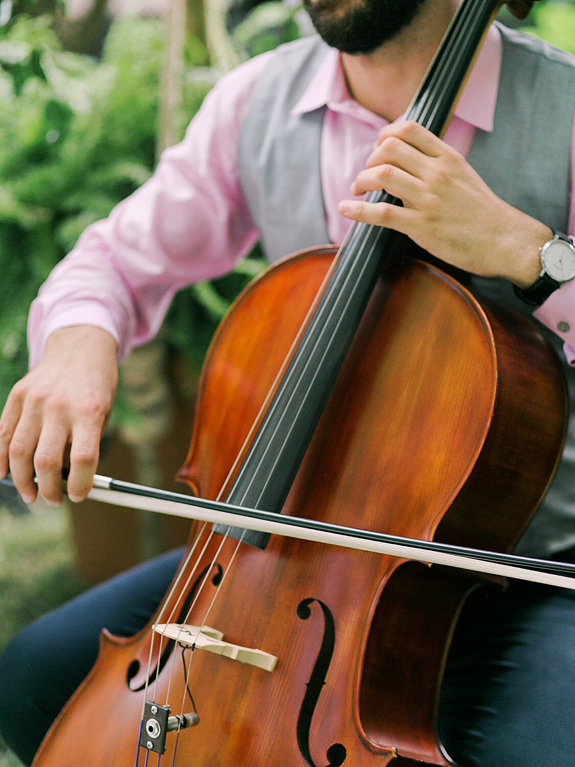 cellist performs during wedding reception | Stylish Private Home Wedding Inspiration | Asher Gardner Photography