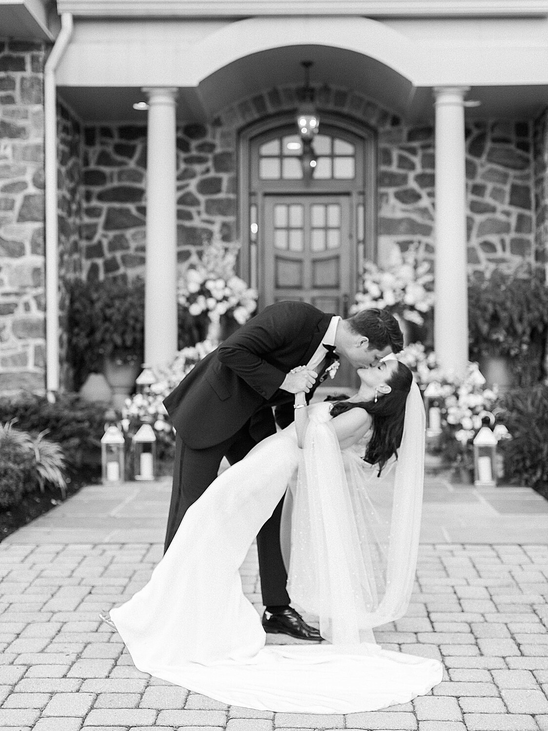 groom kisses bride after microwedding | Stylish Private Home Wedding Inspiration | Asher Gardner Photography
