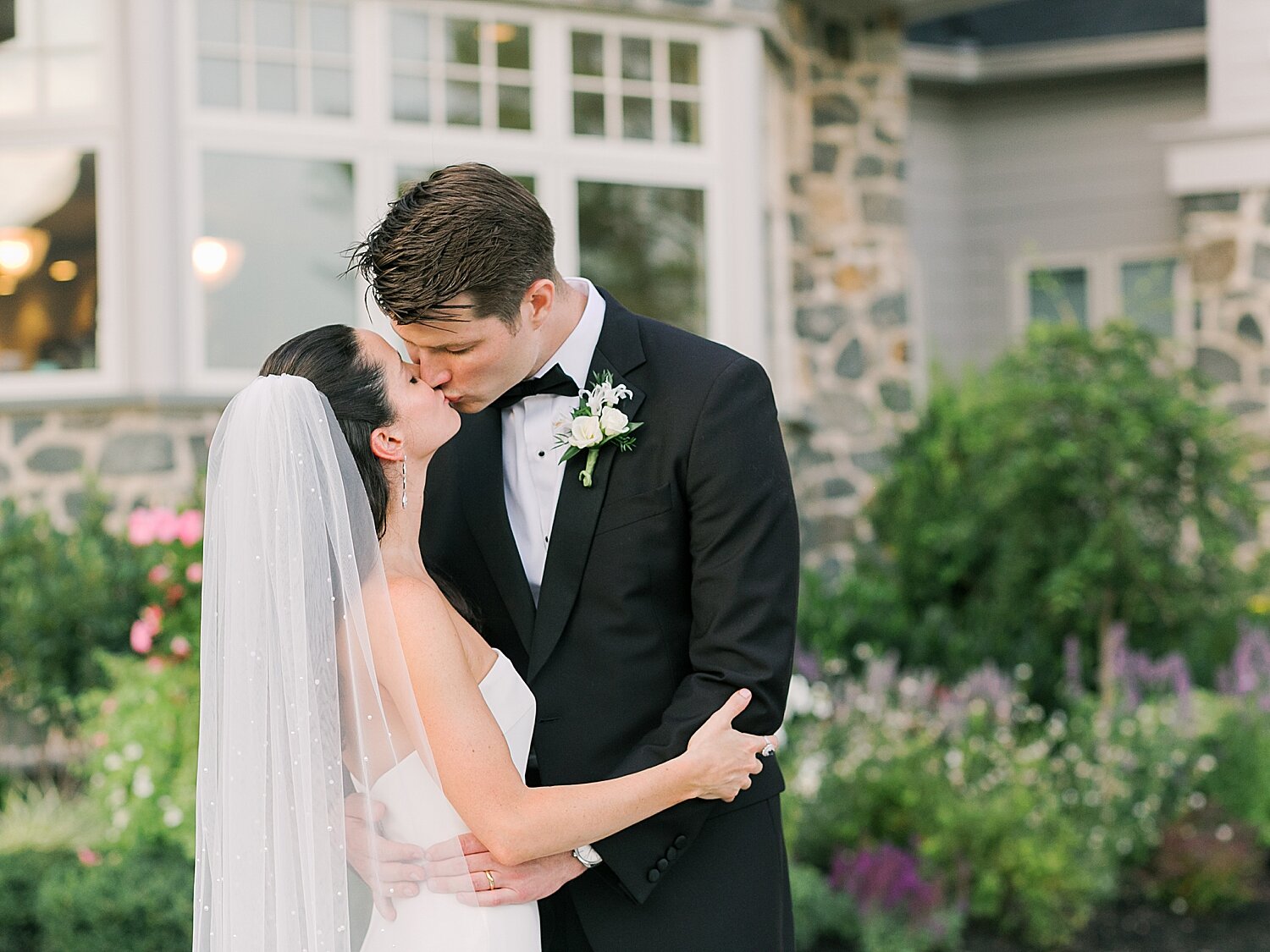 bride and groom pose during NY wedding photos | Stylish Private Home Wedding Inspiration | Asher Gardner Photography