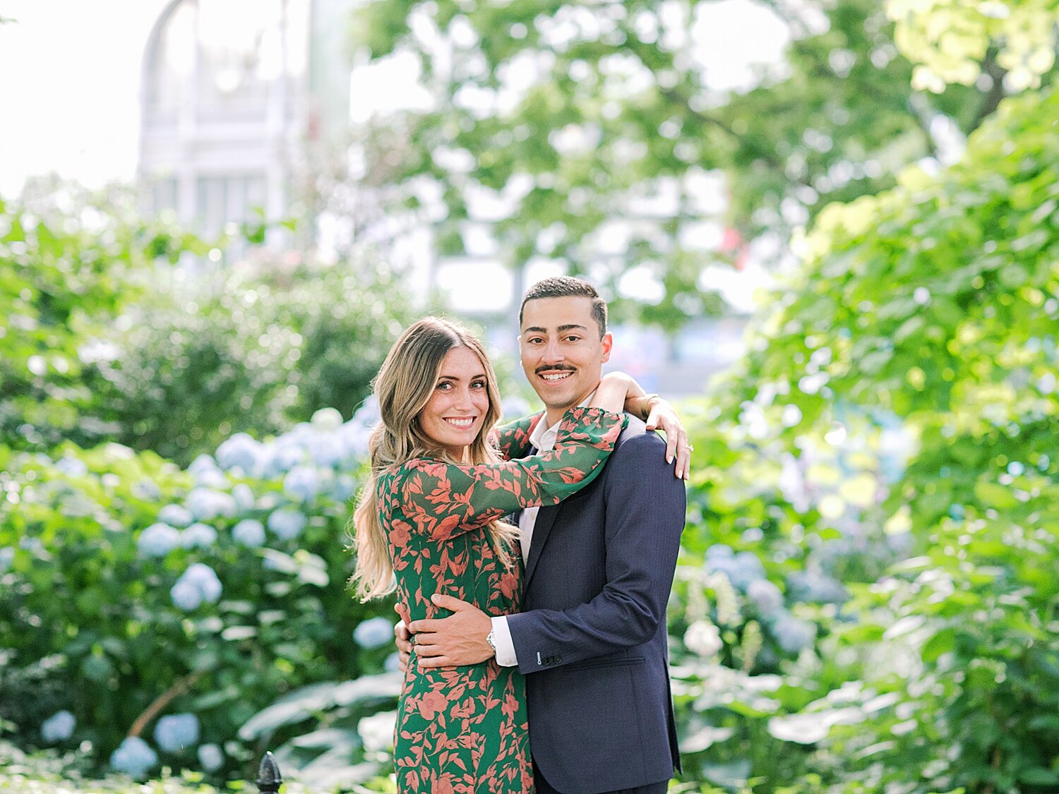 bride and groom pose in the Village | Asher Gardner Photography | The Village engagement session