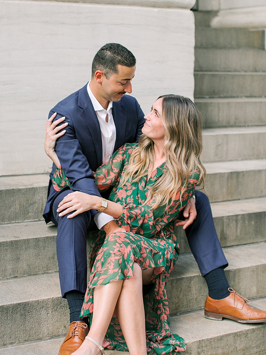 engagement portraits on NYC steps | Asher Gardner Photography | The Village engagement session