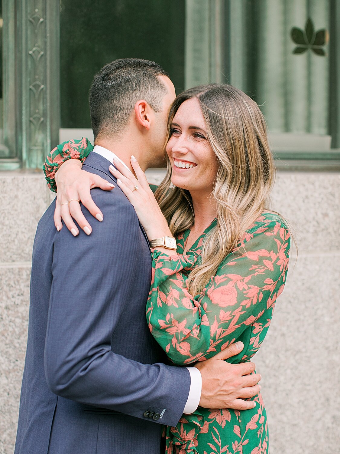 bride and groom cuddle during NYC photos | Asher Gardner Photography | The Village engagement session