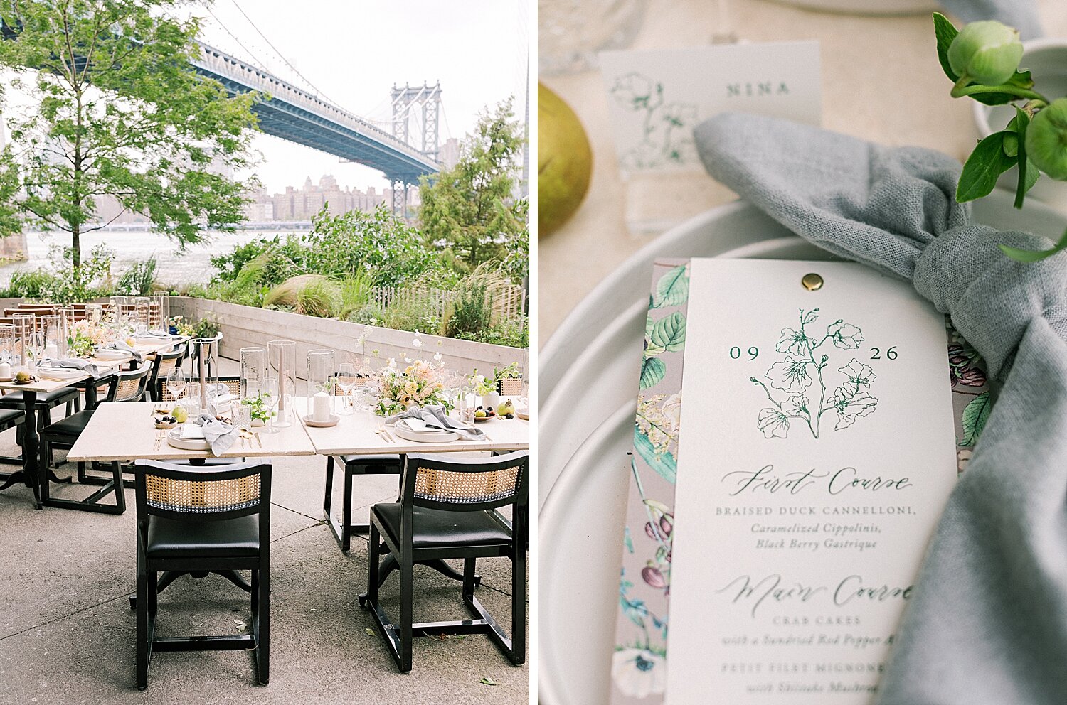 New York wedding reception details | Asher Gardner Photography | Intimate Ceremony in DUMBO New York