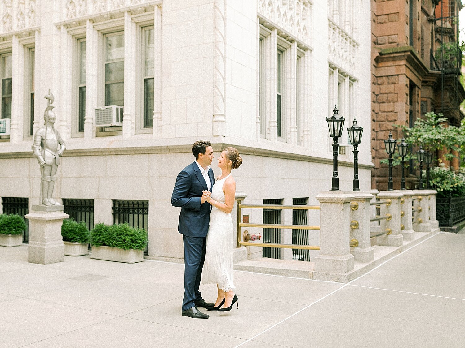 bride and groom dance on Gramercy Park | Asher Gardner Photography | Gramercy Park Engagement Session