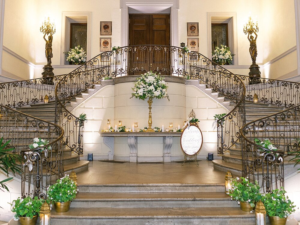 historical staircase in Oheka Castle | Tri-State Area Wedding Venues photographed by NY wedding photographer Asher Gardner Photography