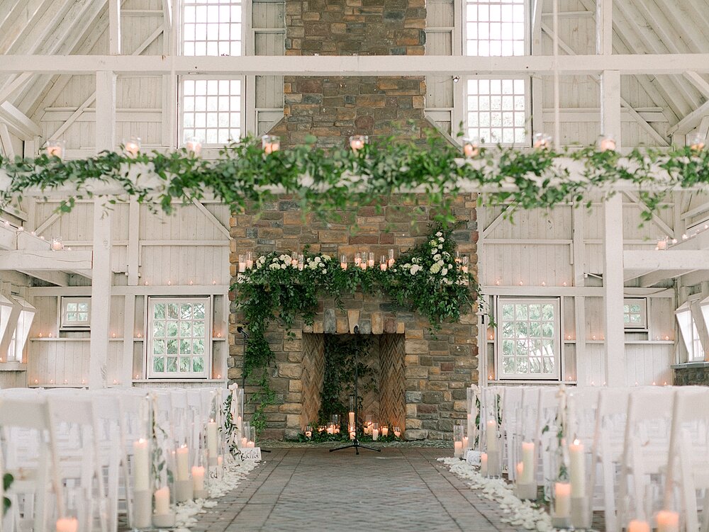 ceremony by fireplace at Ashford Estate | Tri-State area wedding venues photographed by Asher Gardner Photography