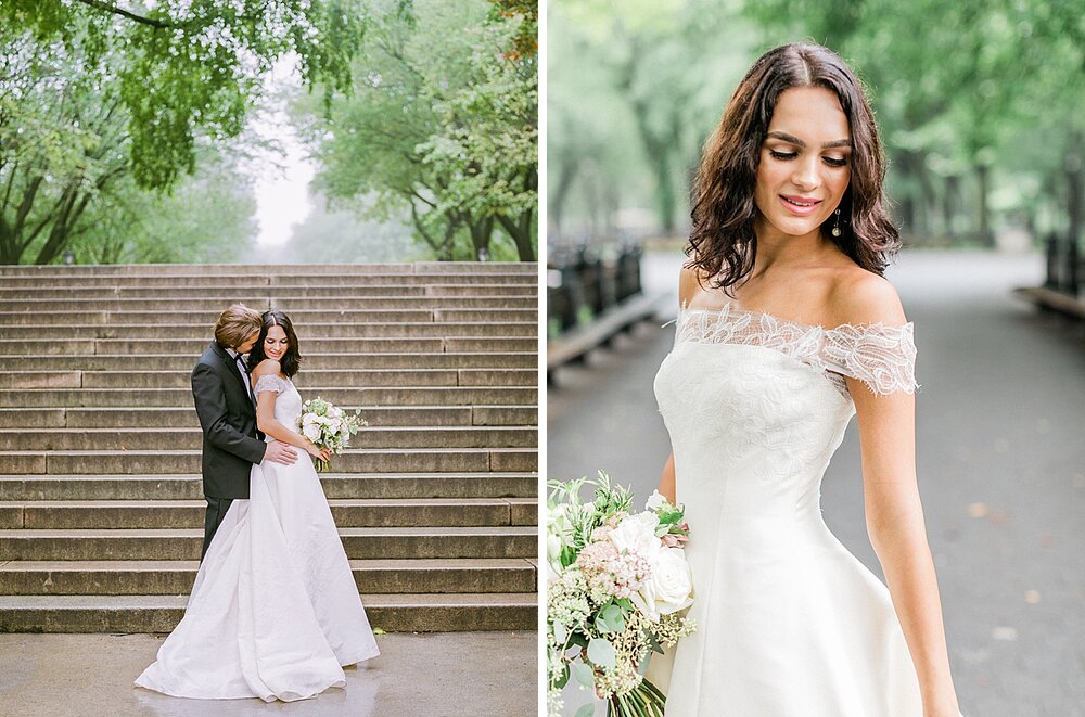 Central Park wedding portraits on staircase | Tri-State area wedding venues photographed by Asher Gardner Photography