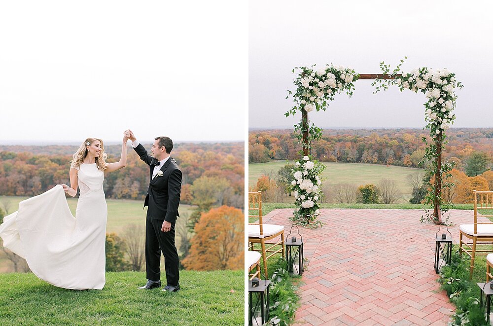 wedding ceremony overlooking valley at Natirar Mansion | Tri-State area wedding venues photographed by Asher Gardner Photography