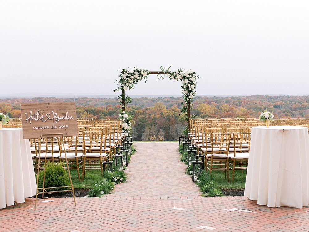 outdoor fall wedding ceremony at Natirar Mansion | Tri-State area wedding venues photographed by Asher Gardner Photography