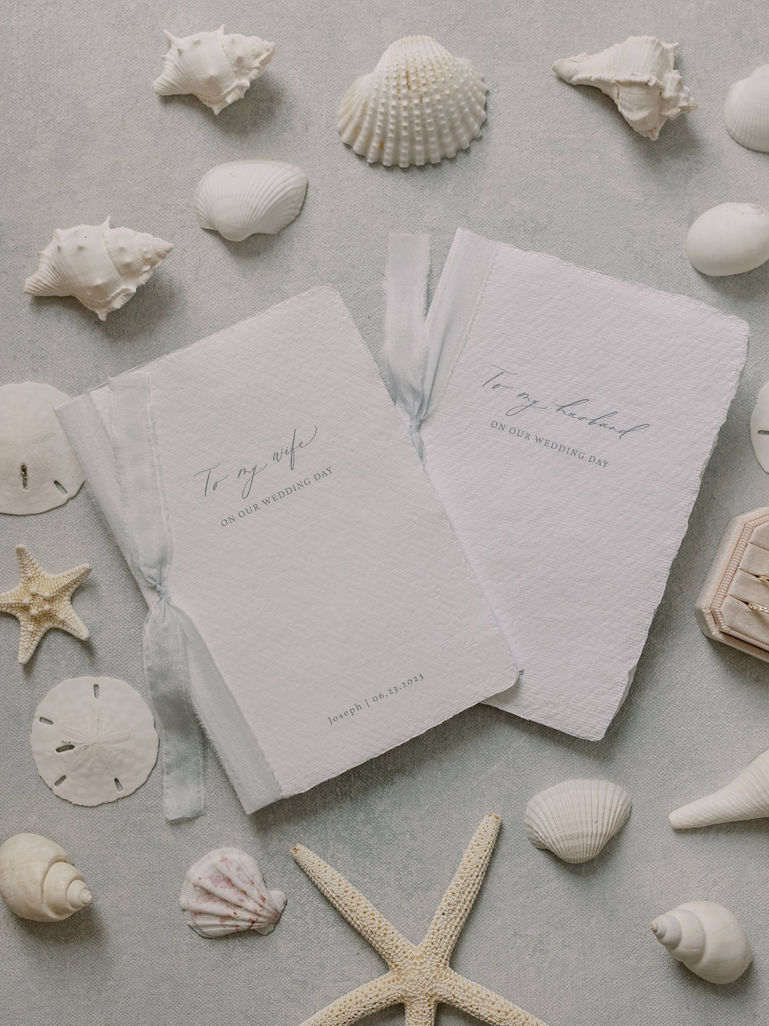 beach inspired wedding stationery for classic wedding day at the Rockaway Hotel