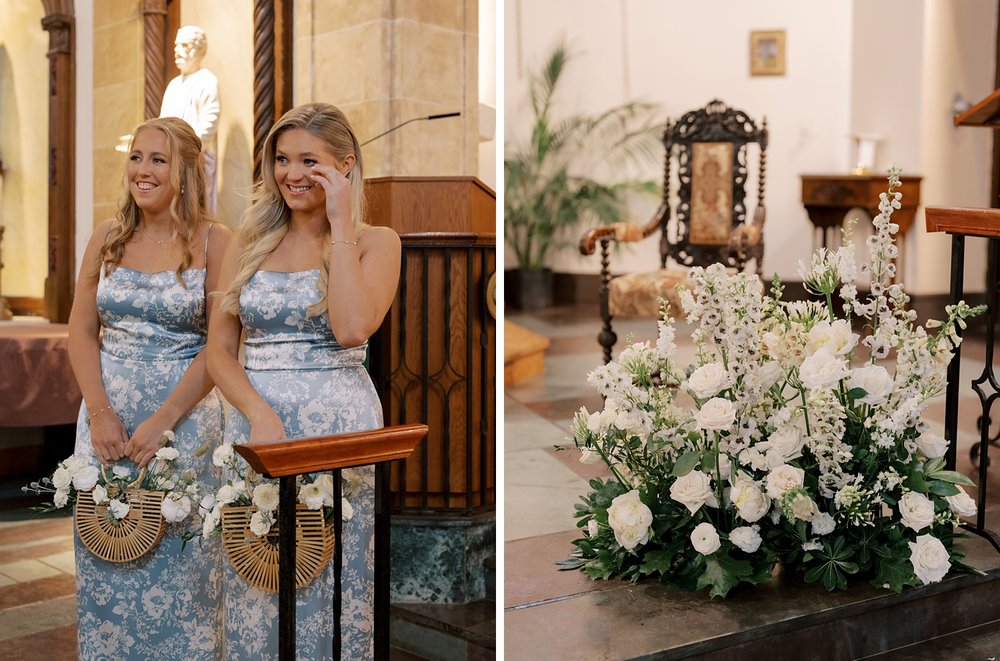 bridesmaids watch traditional church wedding on Long Island