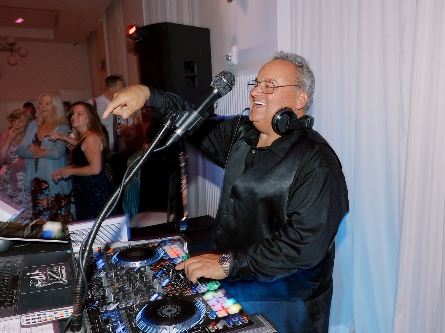 DJ performs during Long Island beach wedding reception