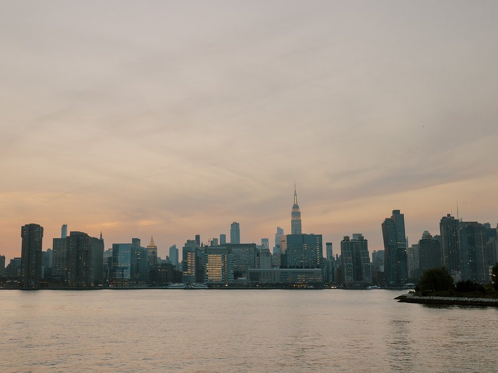 view of Manhattan skyline from Greenpoint Waterfront Park