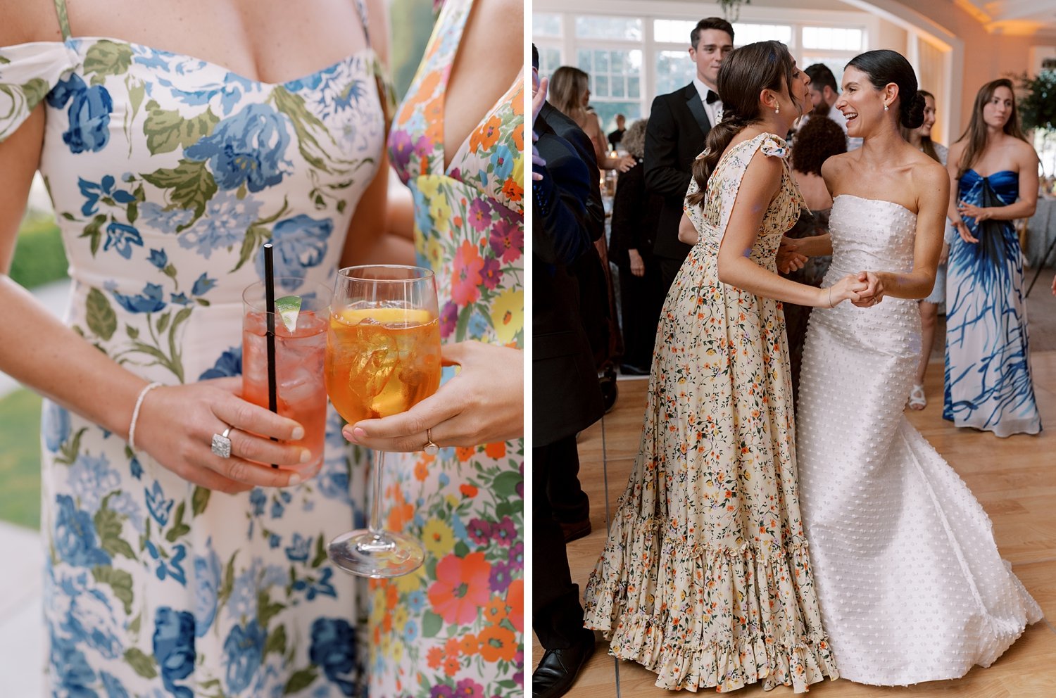 bridesmaid holds custom cocktail at wedding reception in CT