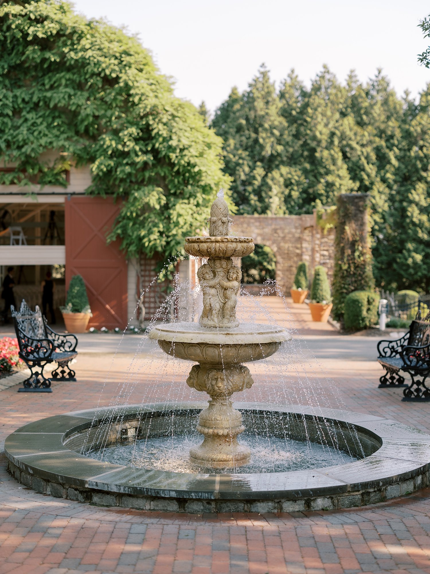 fountain on patio at the Ashford Estate