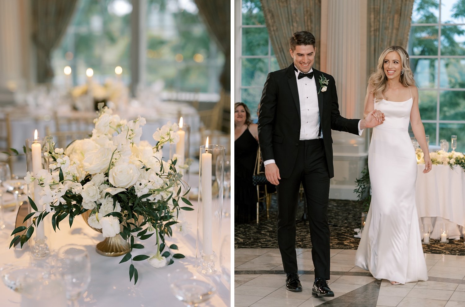 bride and groom walk into reception at the Ashford Estate