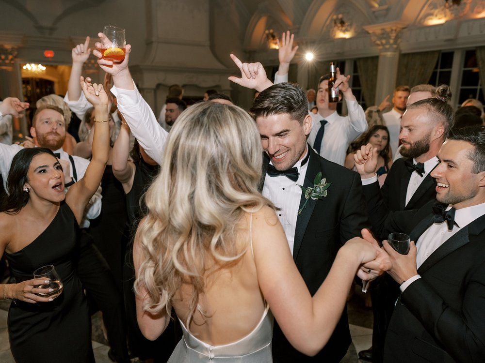 bride and groom dance together on dance floor at the Ashford Estate