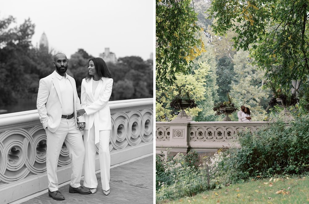 Central Park anniversary portraits for husband and wife on bridge