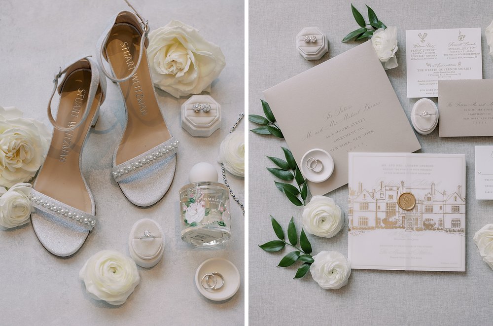 bride's shoes and jewelry for NJ wedding