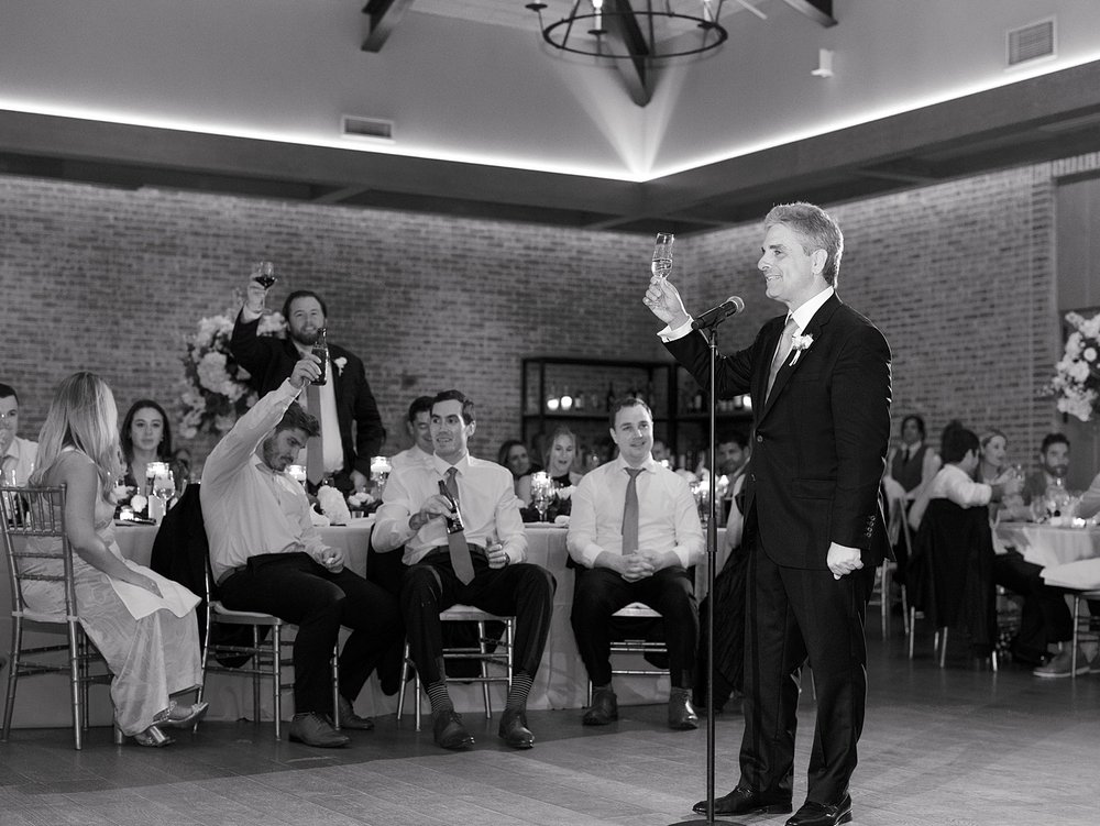 father gives speech during NJ wedding reception