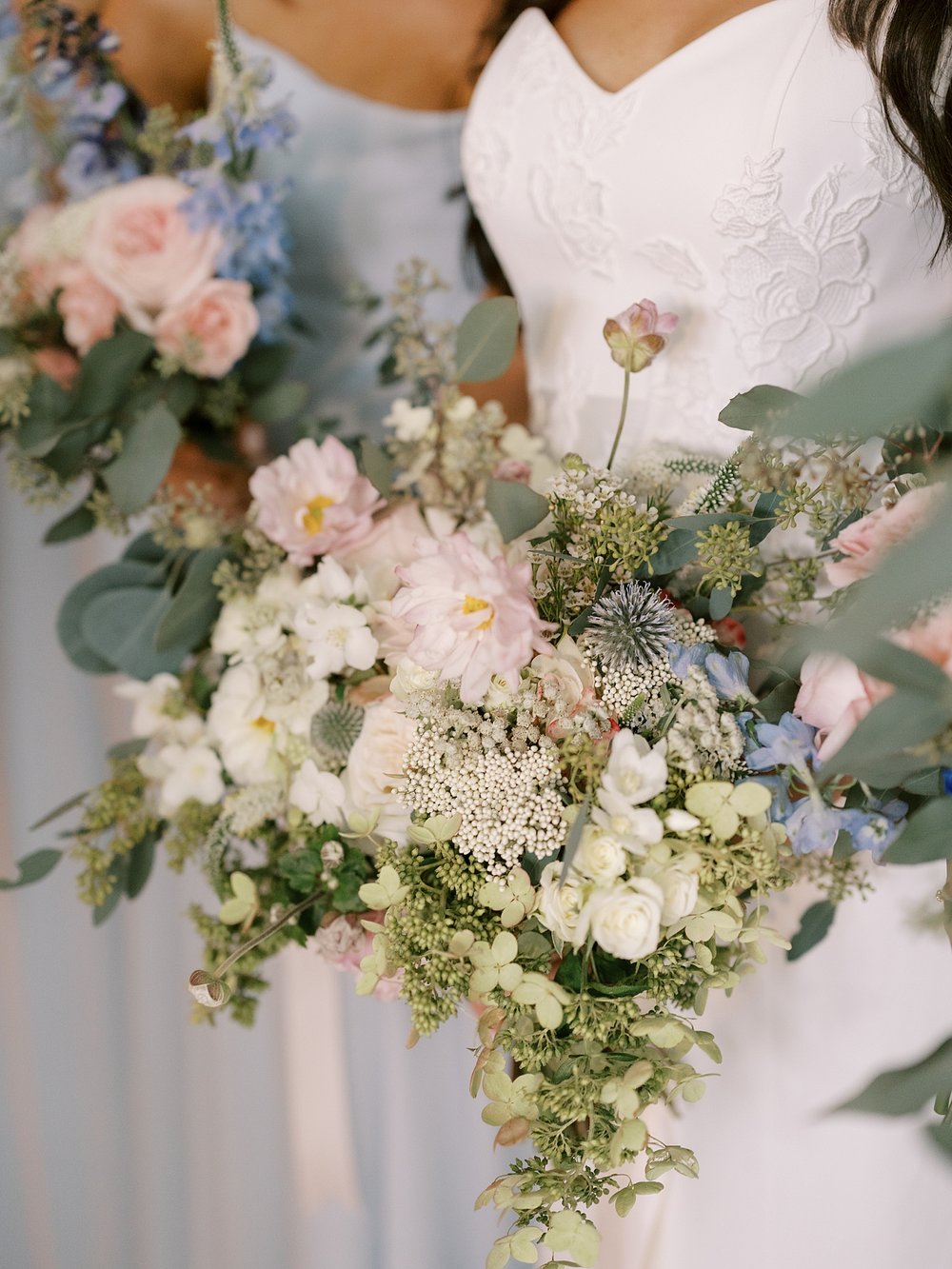 blue and white floral for coastal wedding at the Pridwin