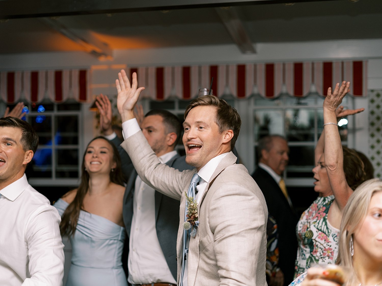 guests dance during during Shelter Island wedding reception