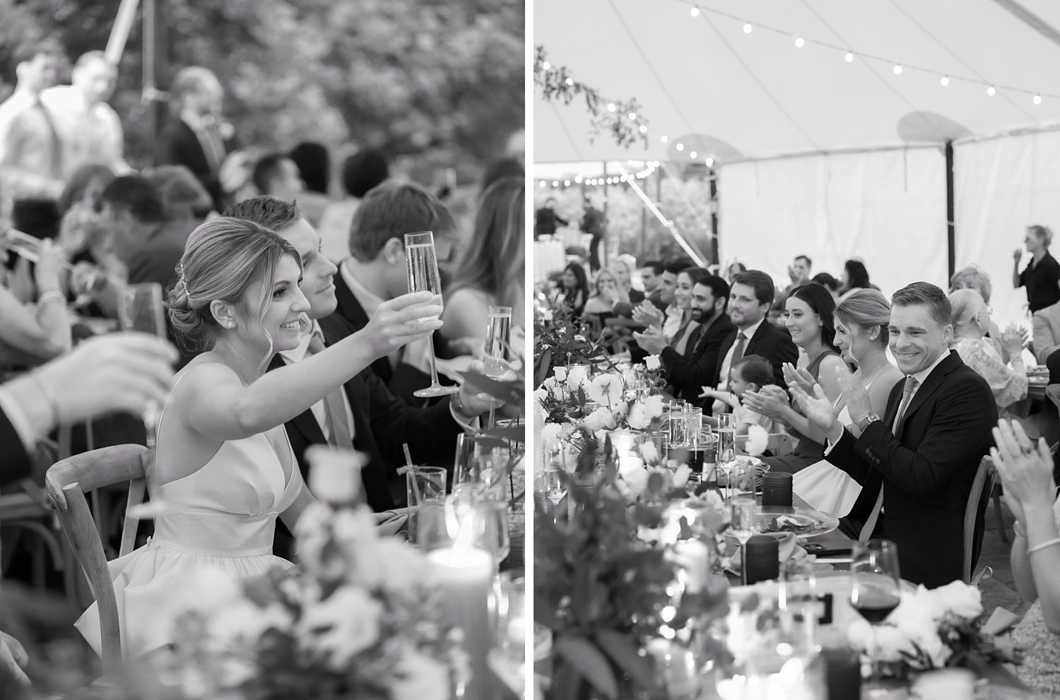 newlyweds listen to toasts at the Buttermilk Inn &amp; Spa