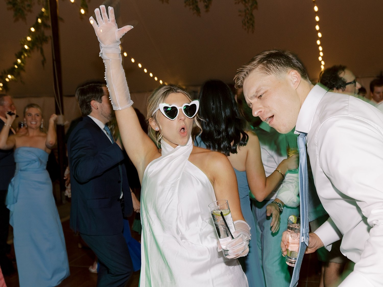 bride and groom dance during wedding reception in Milton NY