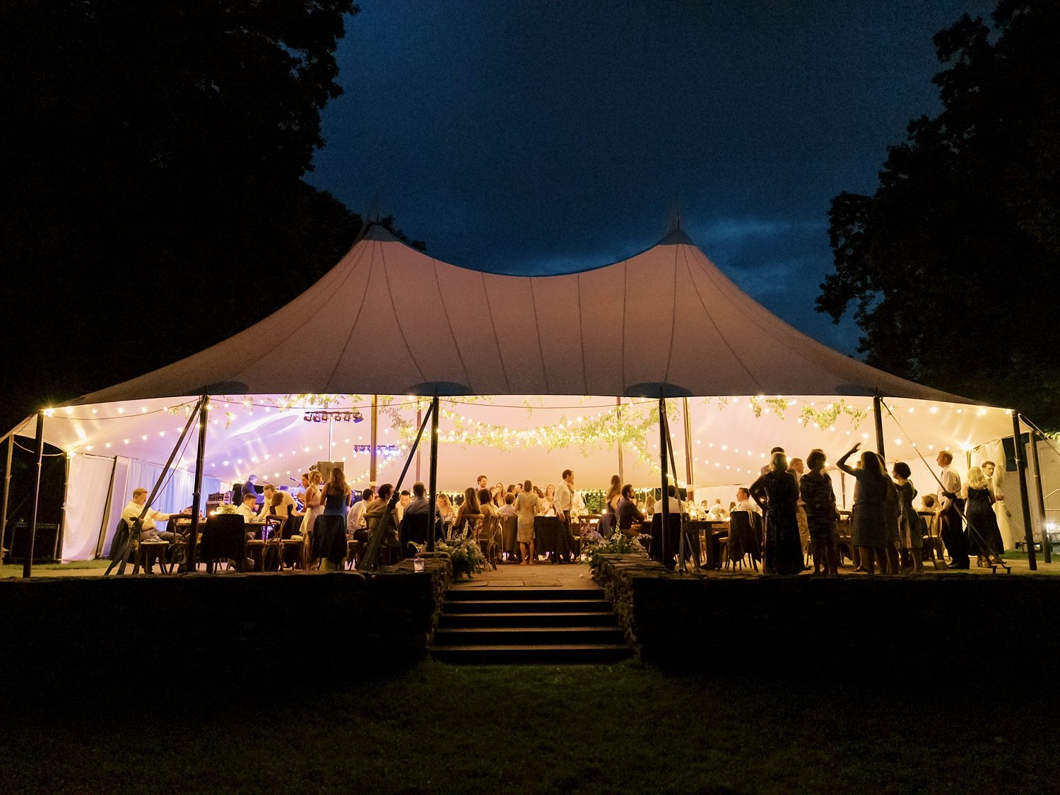 nighttime tent reception at the Buttermilk Inn &amp; Spa