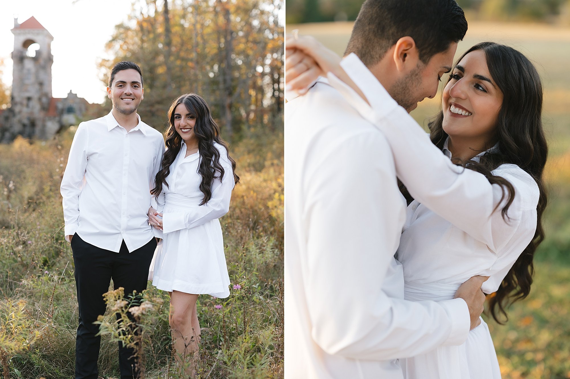 woman smiles up at man hugging him around the neck in Testimonial Gateway Park