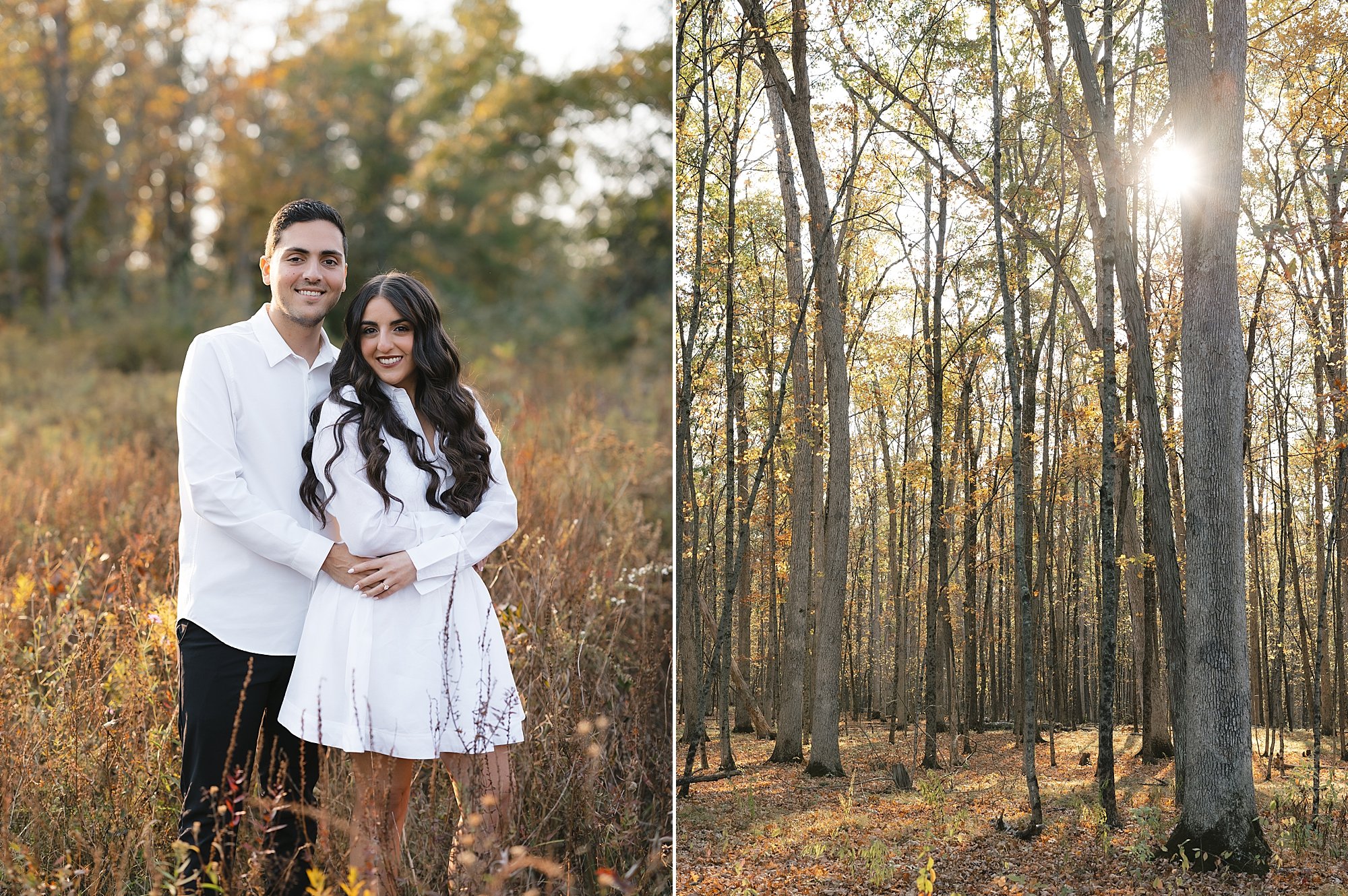 man hugs woman from behind standing in tall grass at Testimonial Gateway Park