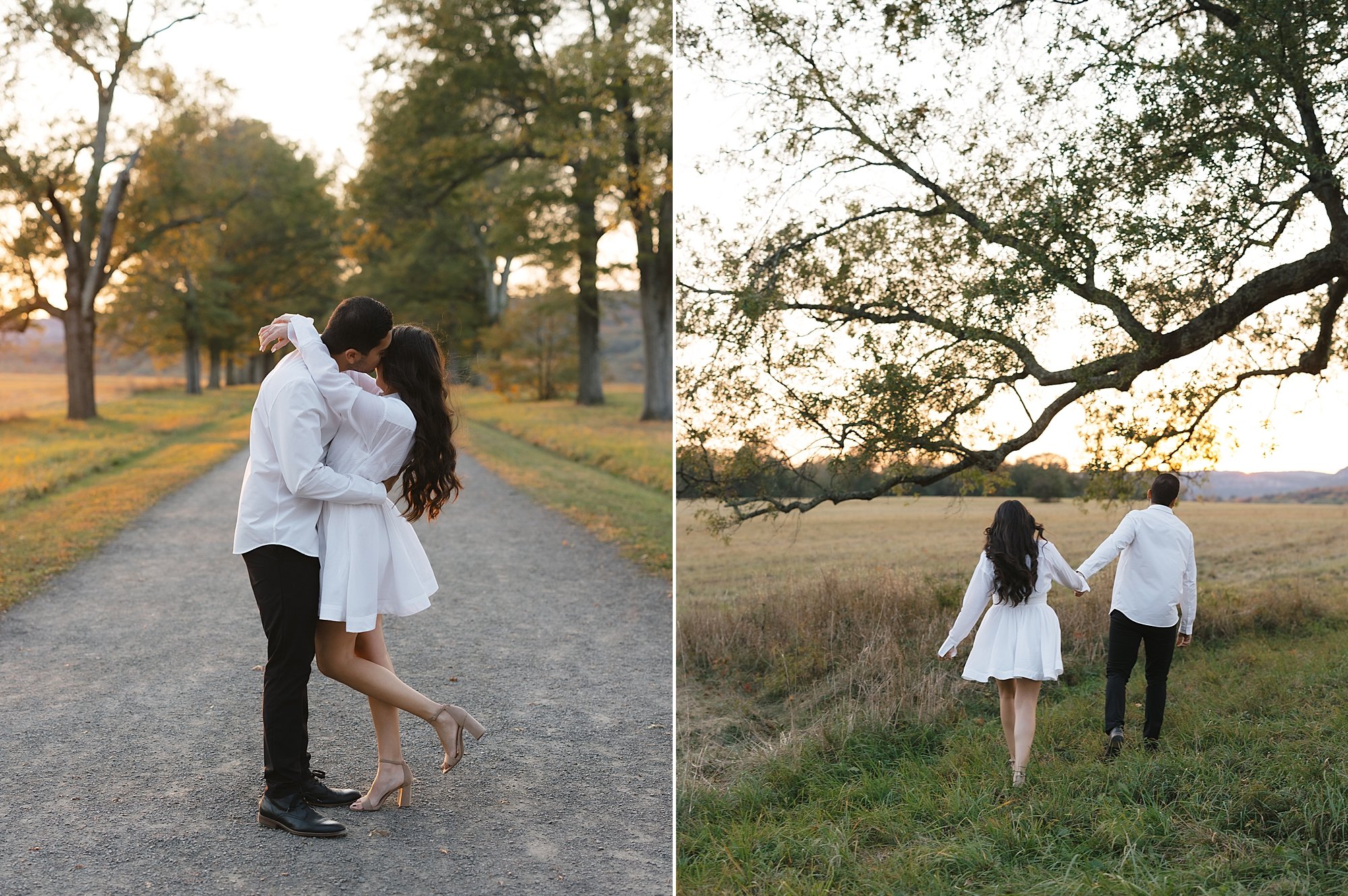 couple kisses by oak tree inside Testimonial Gateway Park