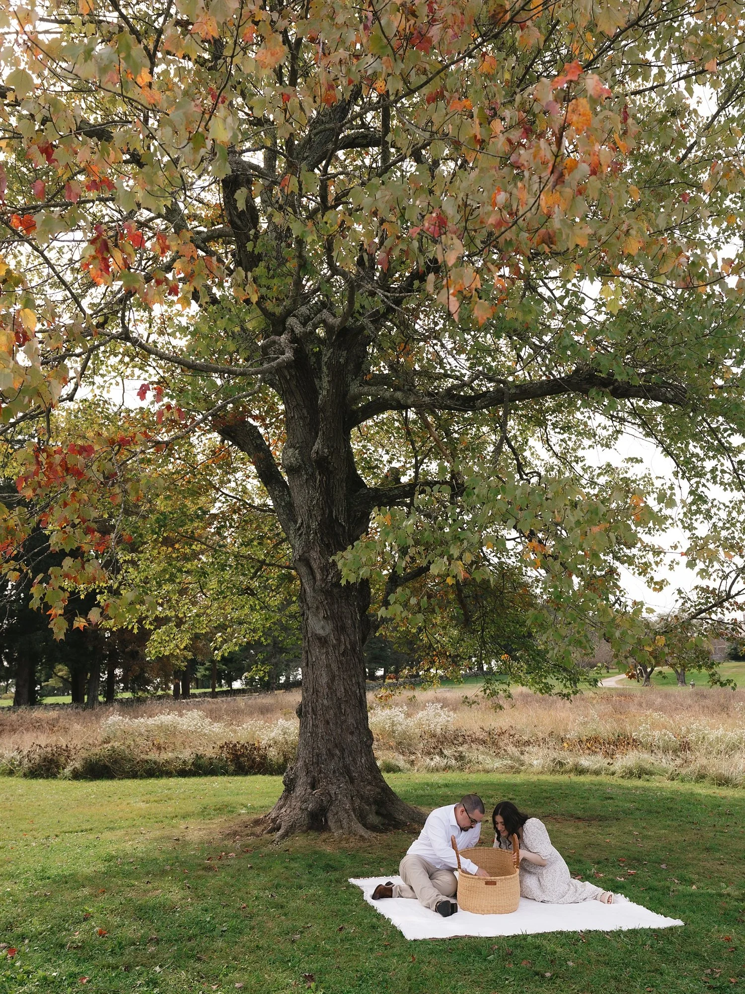parents snuggle with daughter on blanket at Topsmead State Forest