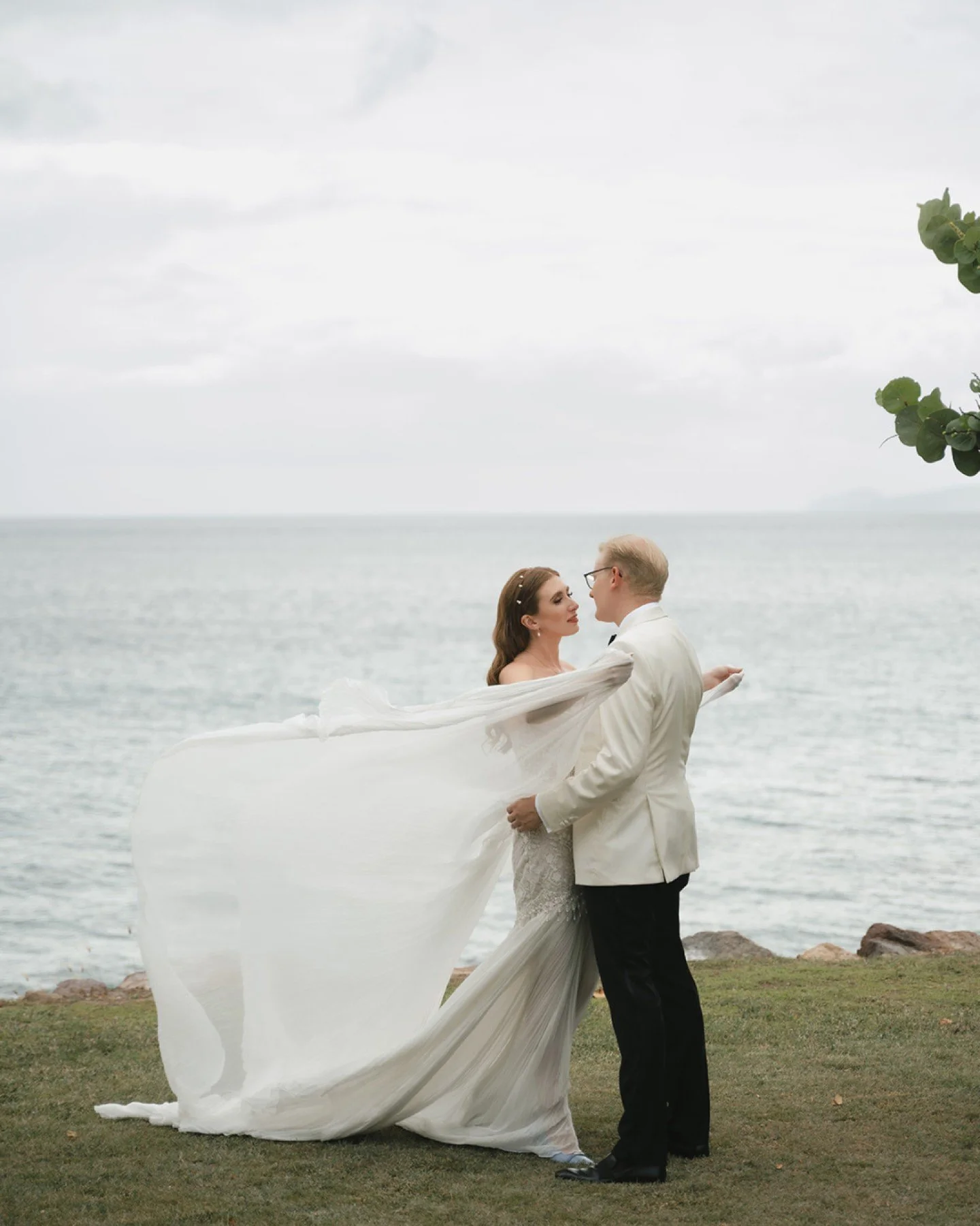 Nevis has a way of making everything feel slower, quieter, and more meaningful 🤍

These bride and groom portraits were taken across Marin &amp; Mathew&rsquo;s private island setting, surrounded by deep greens, soft ocean blues, and that unmistakable