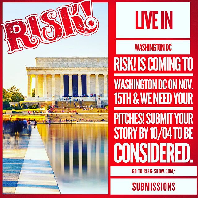 DC! RISK! Is coming to the Black Cat on 11/15 and we need your story pitches. Get us your high stakes story submissions by 10/04 to be considered for the show. Go to RISK-show.com/submissions for guidelines and tips on how to pitch!

#Storytelling #W