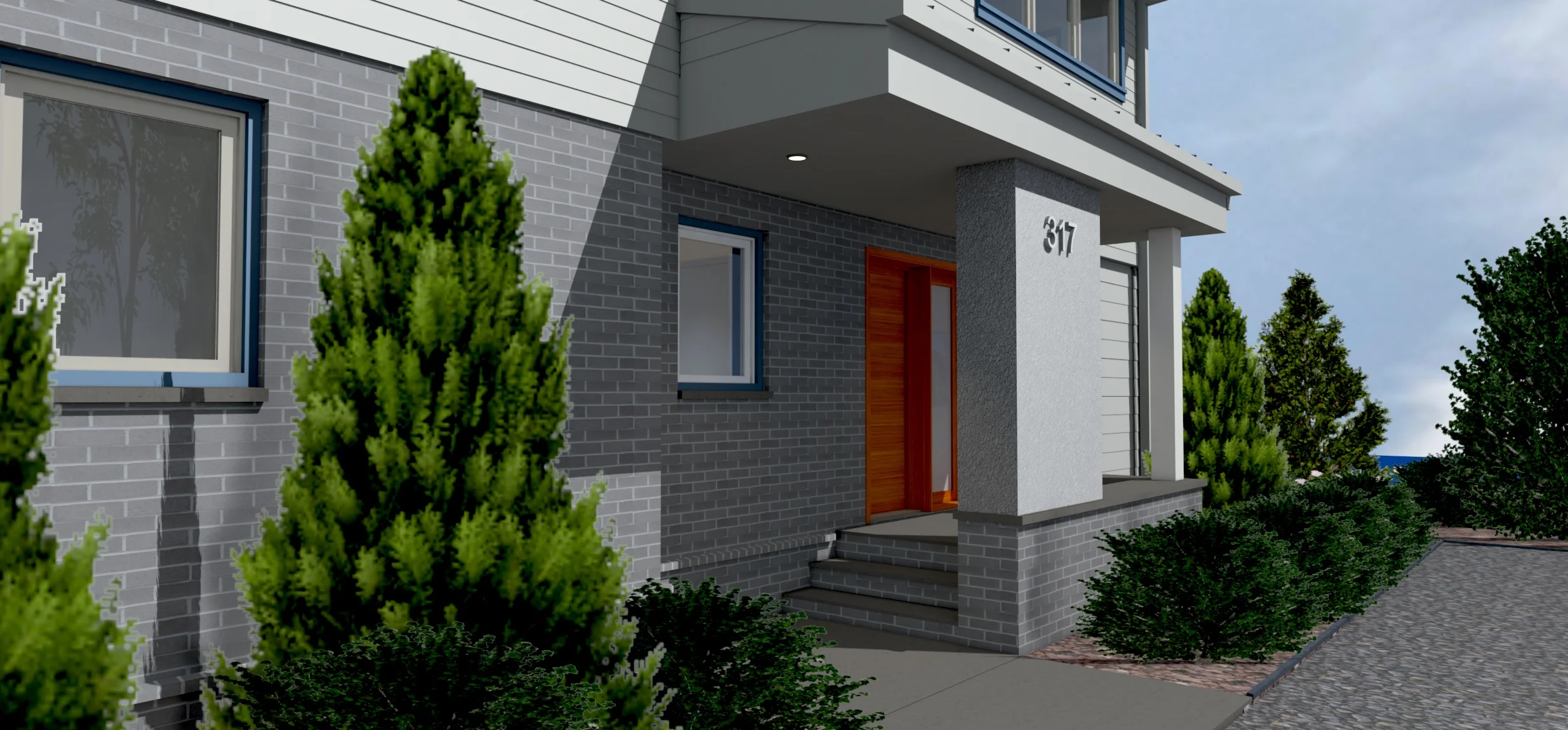 South Entry Porch Perspective Rendering
