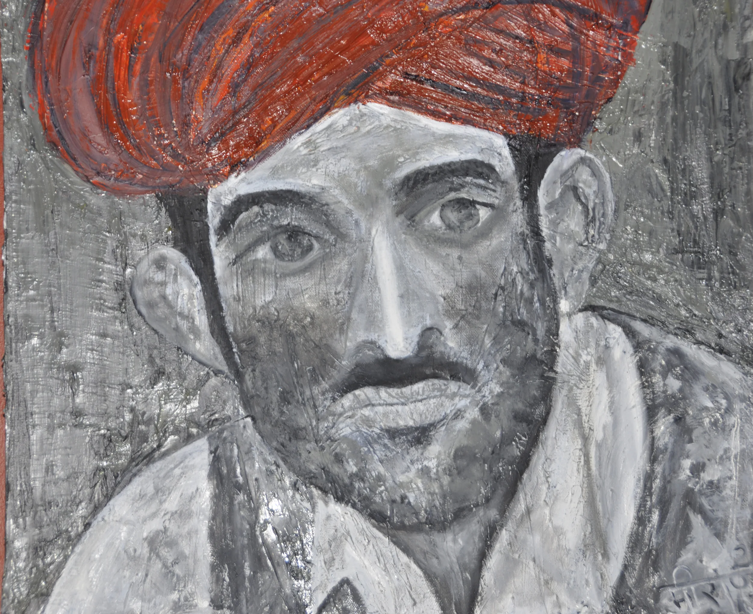 Rajput - charcoal and oil on canvas