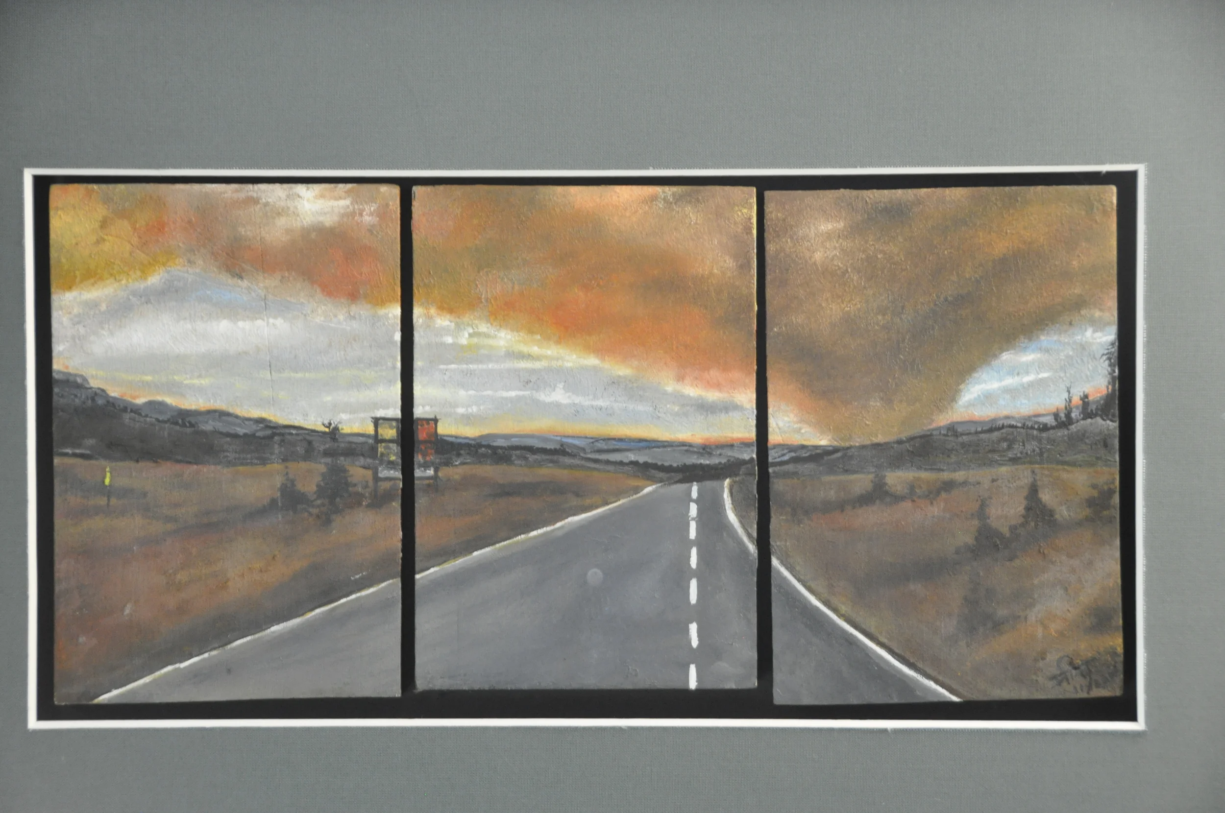 Fire - North Rim  - Grand Canyon - wood panels on oil