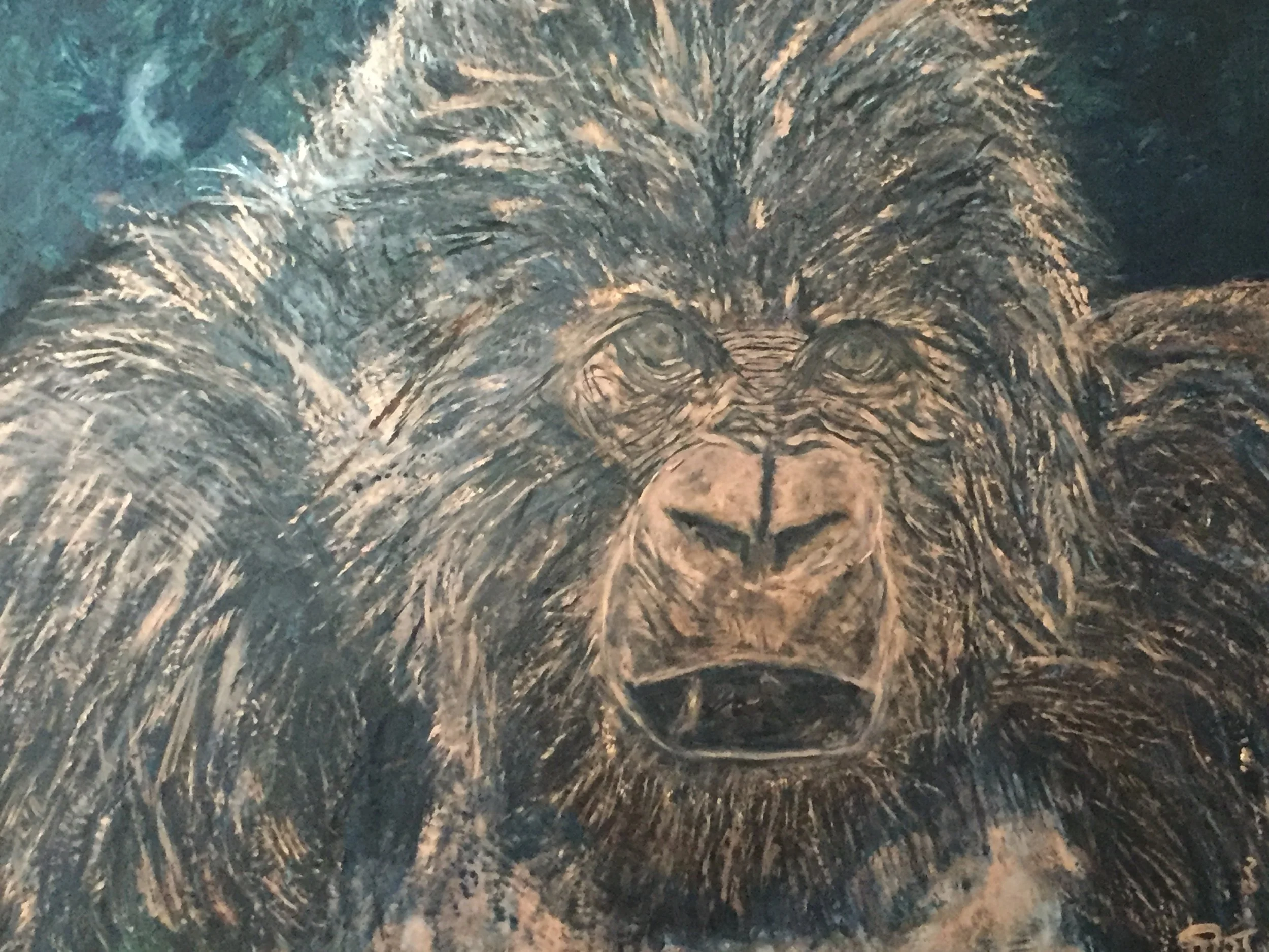 Gorilla on copper in oil, 2017