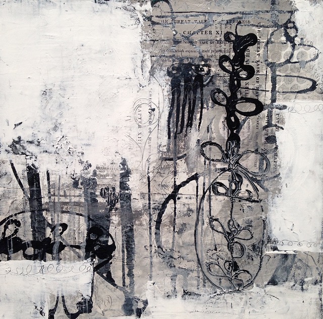 "Submission (number one)" Mixed-media on canvas (12x12)