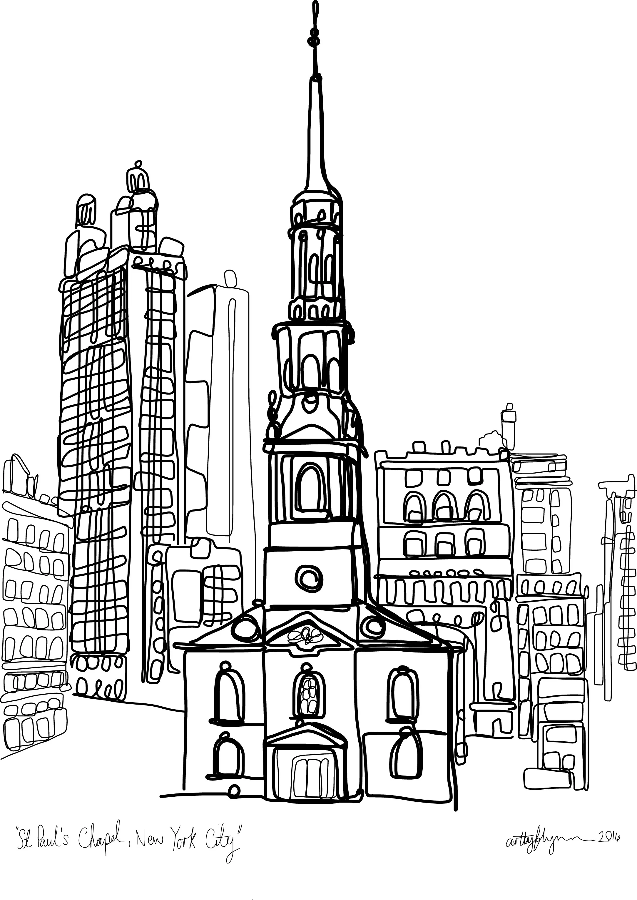My doodle of the chapel based on a photo taken in 1937