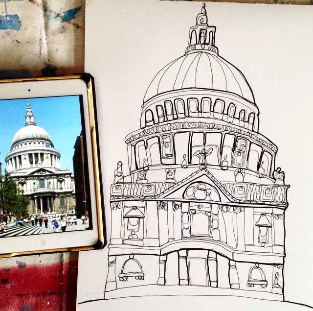 My A3 pen doodle of St Paul's Cathedral, London