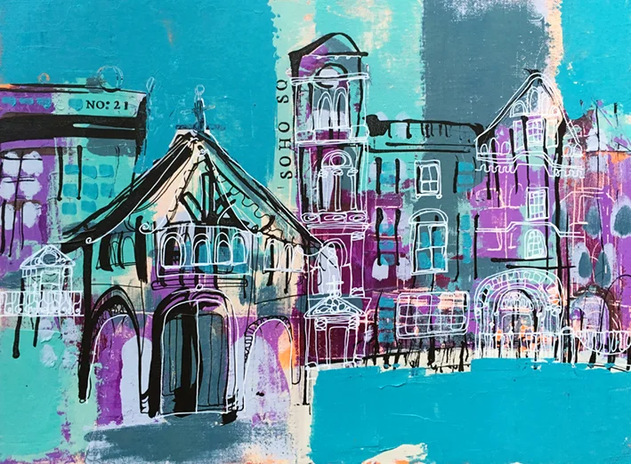 Soho Square, London (Acrylic on canvas 12x16)