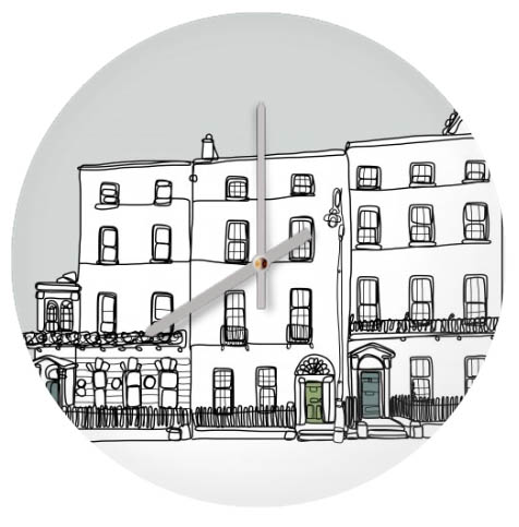 Dublin MERrion Square doodle glass clock £27