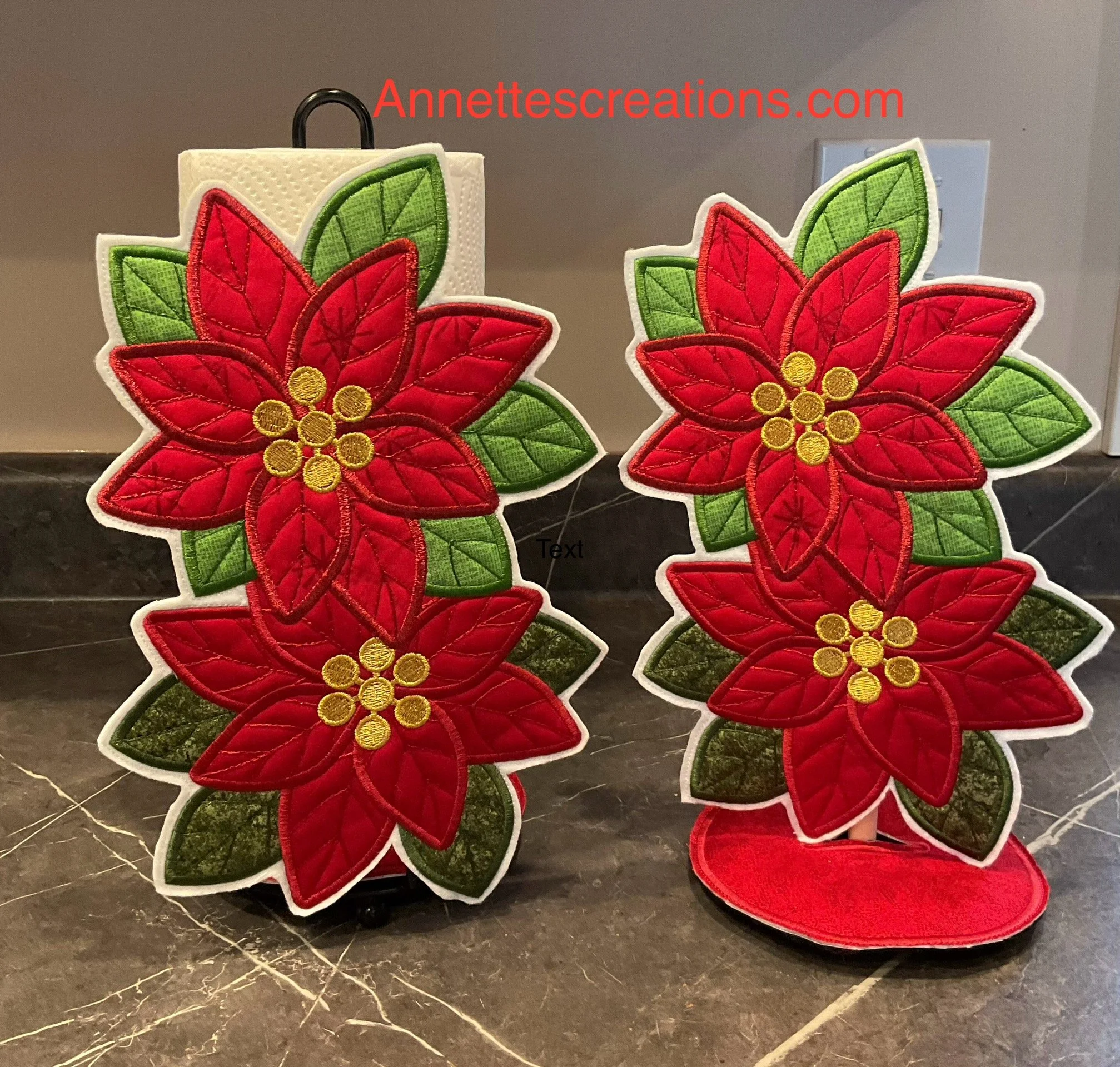 Red Poinsettia Paper Towel Holder Character