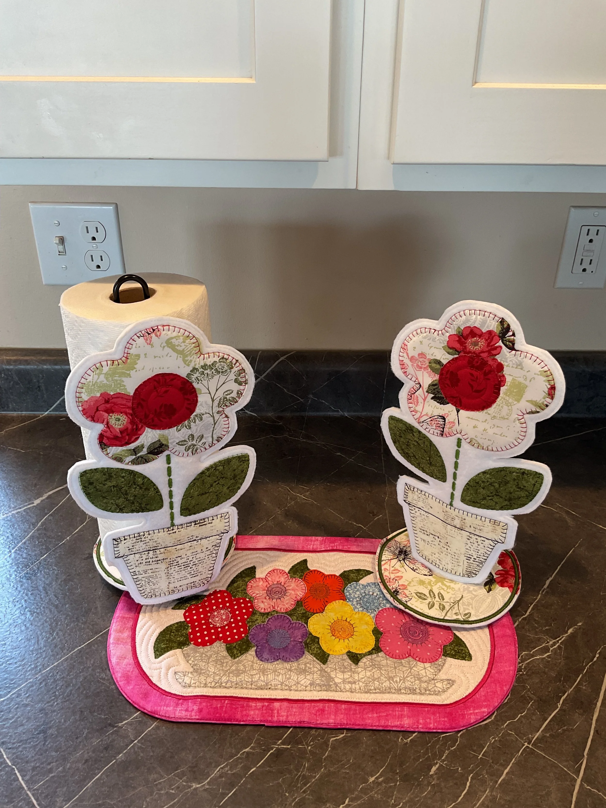 Burgundy Daisy Paper Towel Cover Character